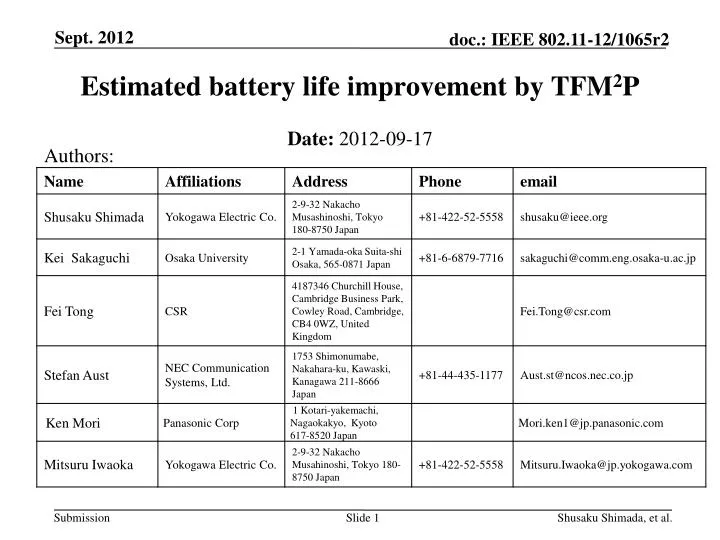 estimated battery life improvement by tfm 2 p