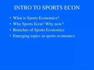 INTRO TO SPORTS ECON