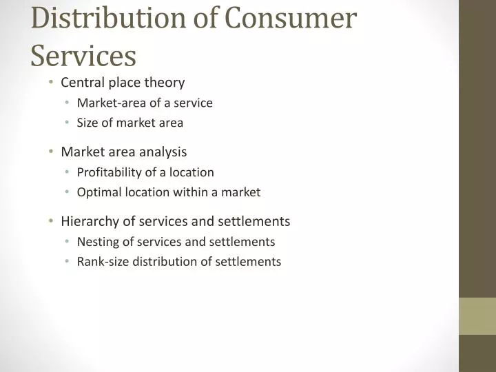 distribution of consumer services
