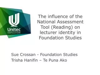 The influence of the National Assessment Tool (Reading) on lecturer identity in Foundation Studies