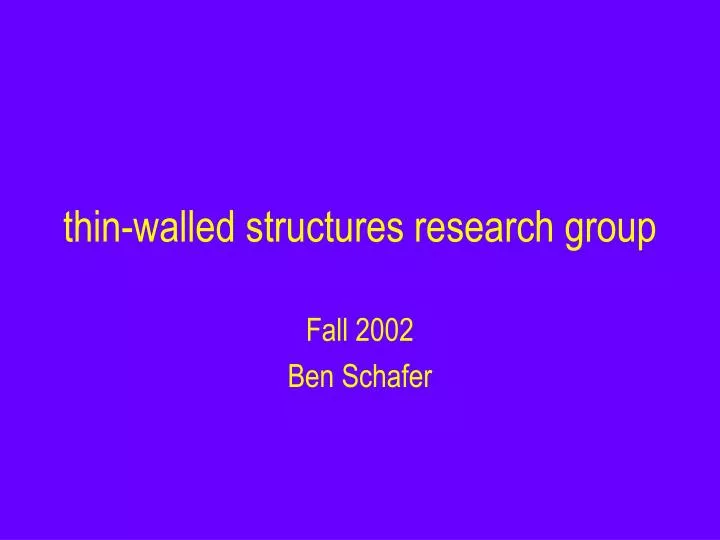thin walled structures research group