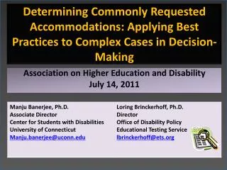 Association on Higher Education and Disability July 14, 2011
