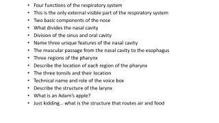Four functions of the respiratory system