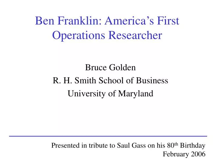 ben franklin america s first operations researcher