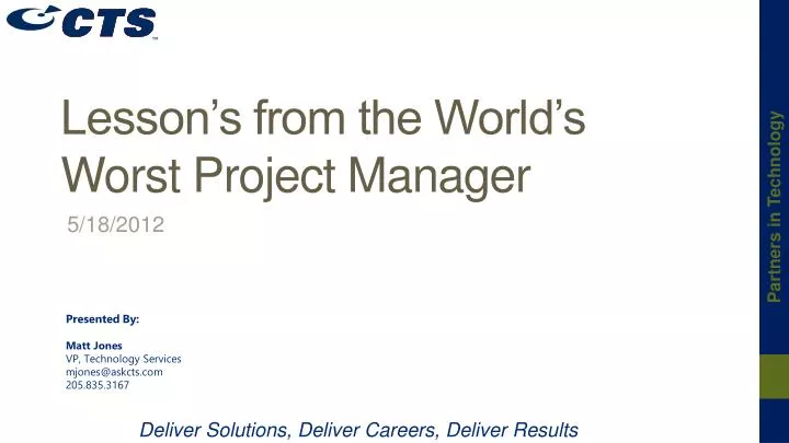 lesson s from the world s worst project manager