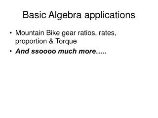 Basic Algebra applications