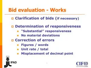 Bid evaluation - Works