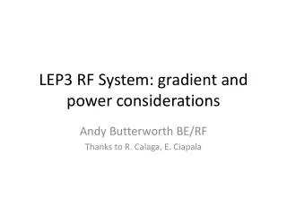 LEP3 RF System: gradient and power considerations