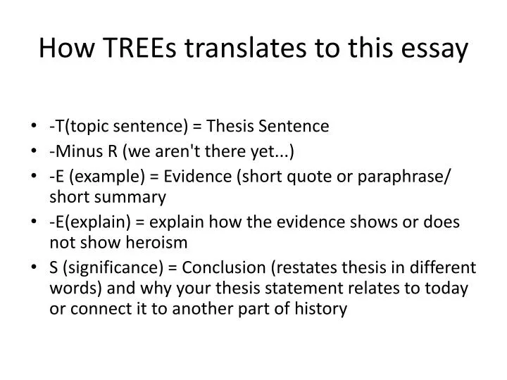 how trees translates to this essay