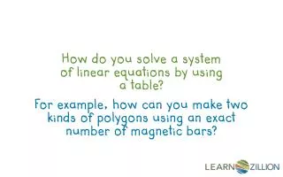 How do you solve a system of linear equations by using a table?