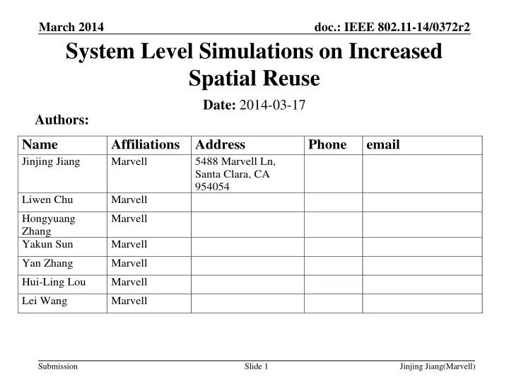 system level simulations on increased spatial reuse