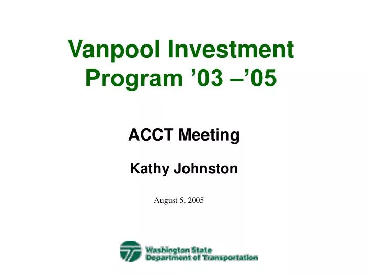 vanpool investment program 03 05