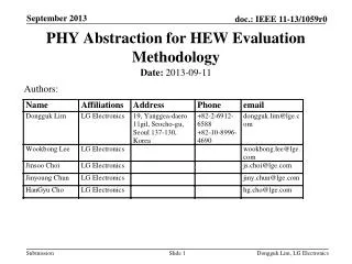 PHY Abstraction for HEW Evaluation Methodology