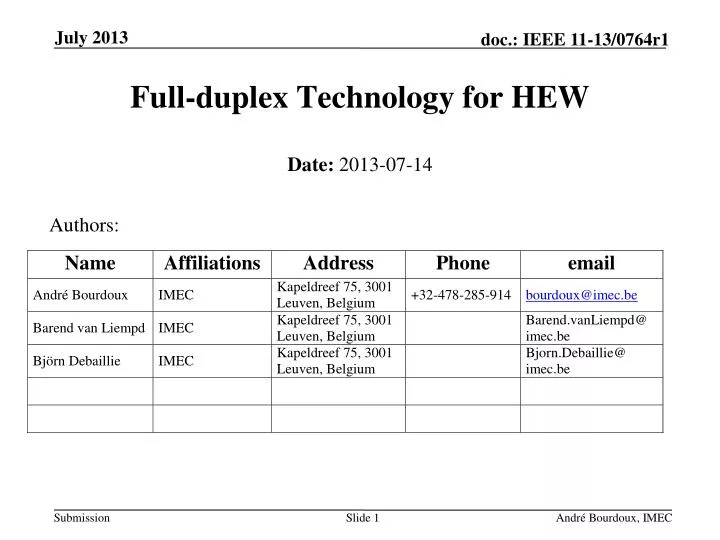 full duplex technology for hew
