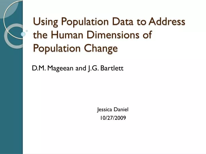 using population data to address the human dimensions of population change