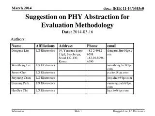 Suggestion on PHY Abstraction for Evaluation Methodology
