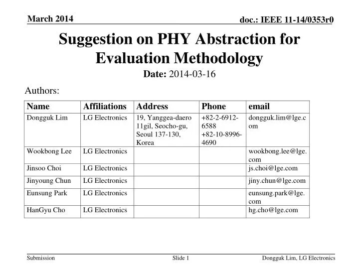 suggestion on phy abstraction for evaluation methodology