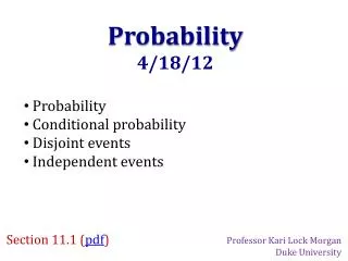 Probability 4/18/12