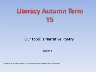 Literacy Autumn Term Y5