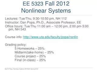 EE 5323 Fall 2012 Nonlinear Systems