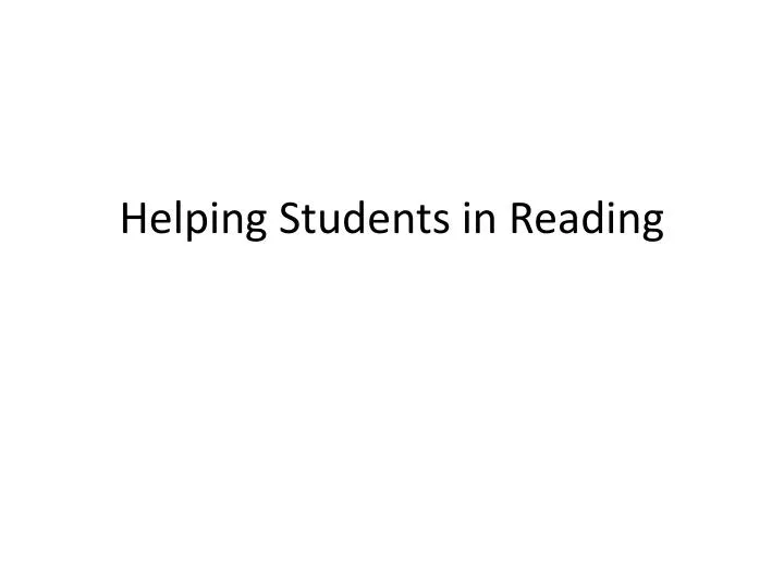 helping students in reading