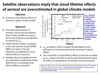 Objective Constrain cloud lifetime effects of aerosols in global climate models Approach