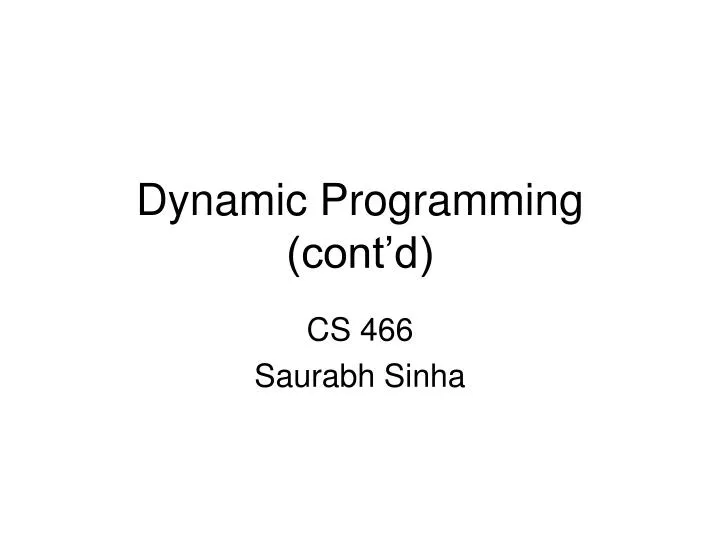 dynamic programming cont d