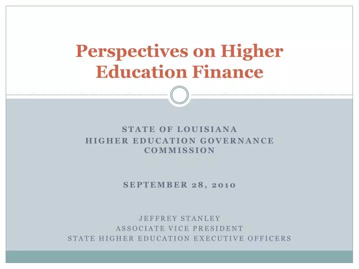 perspectives on higher education finance