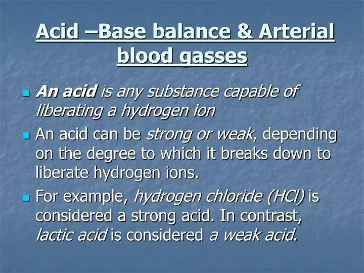 acid base balance arterial blood gasses