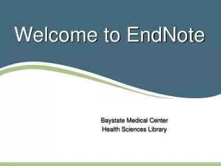 Welcome to EndNote