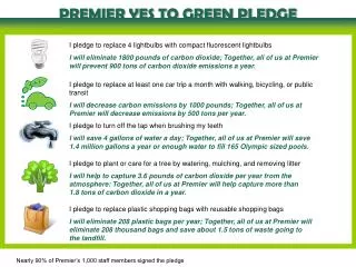 PREMIER YES TO GREEN PLEDGE