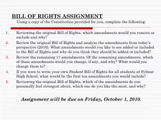 BILL OF RIGHTS ASSIGNMENT
