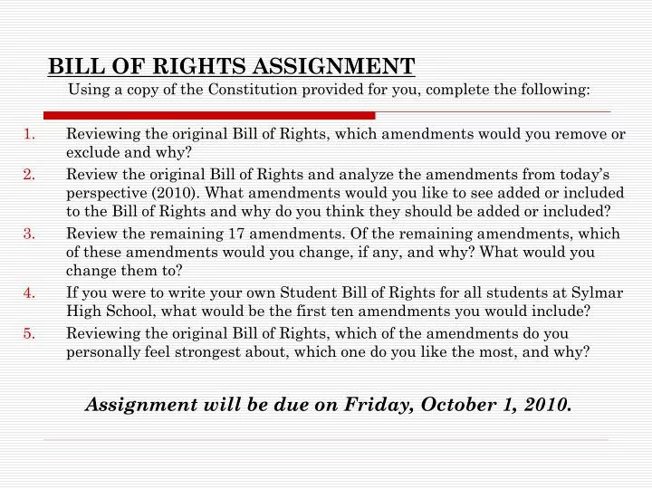 bill of rights assignment