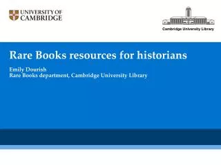 Rare Books resources for historians