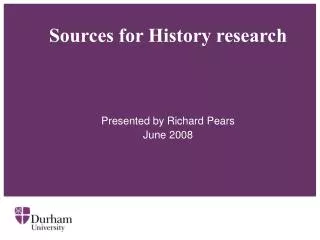 Sources for History research