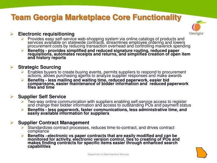 team georgia marketplace core functionality