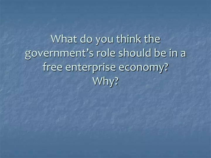 what do you think the government s role should be in a free enterprise economy why