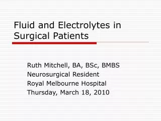 Fluid and Electrolytes in Surgical Patients