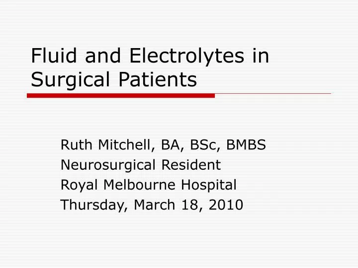 fluid and electrolytes in surgical patients