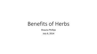 Benefits of Herbs