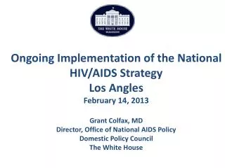 The National HIV/AIDS Strategy Overview