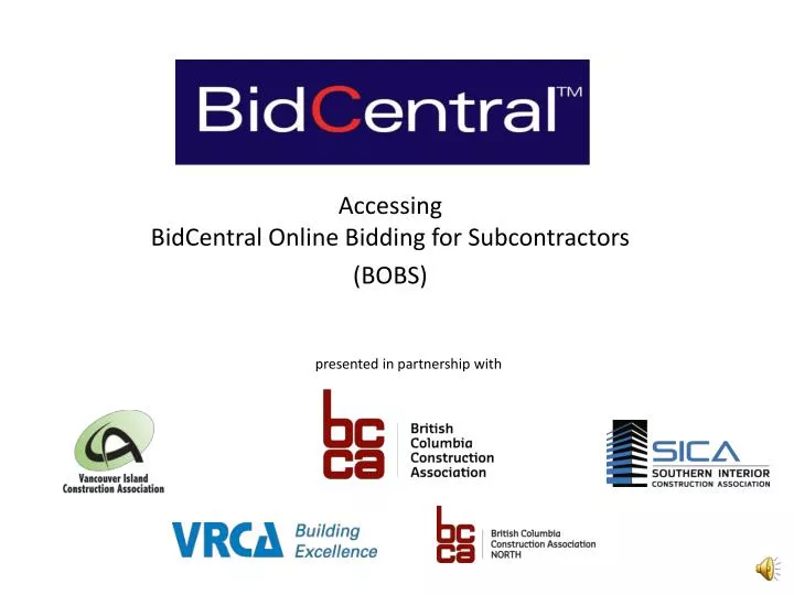 accessing bidcentral online bidding for subcontractors bobs