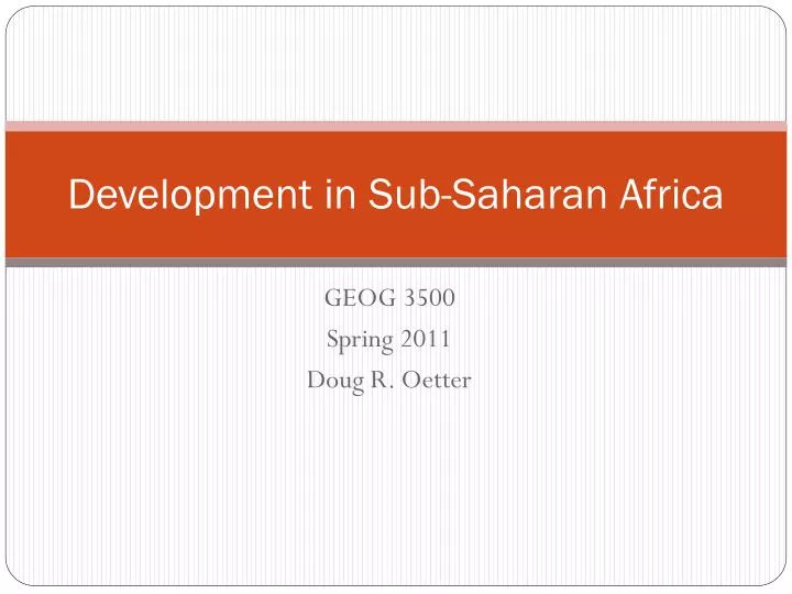 development in sub saharan africa