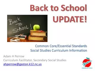 Back to School UPDATE! Common Core/Essential Standards Social Studies Curriculum Information