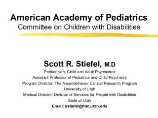 American Academy of Pediatrics Committee on Children with Disabilities Perspective on