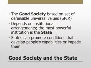 Good Society and the State
