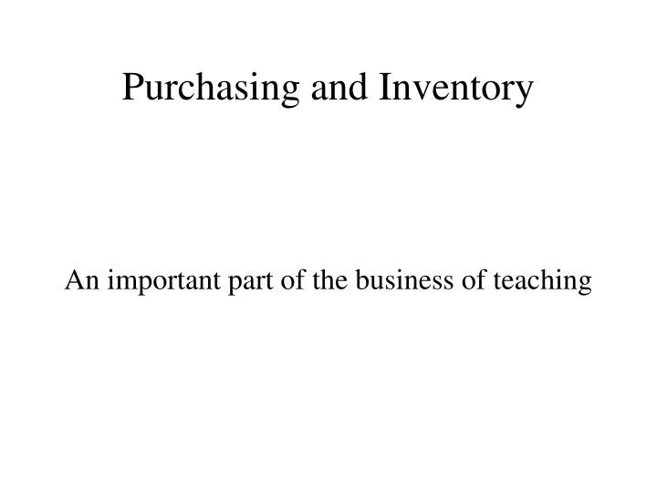 purchasing and inventory