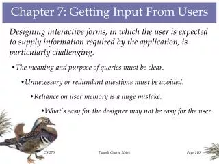 Chapter 7: Getting Input From Users