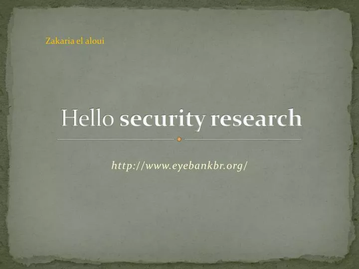 hello security research