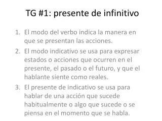 tg 1 presente de infinitivo